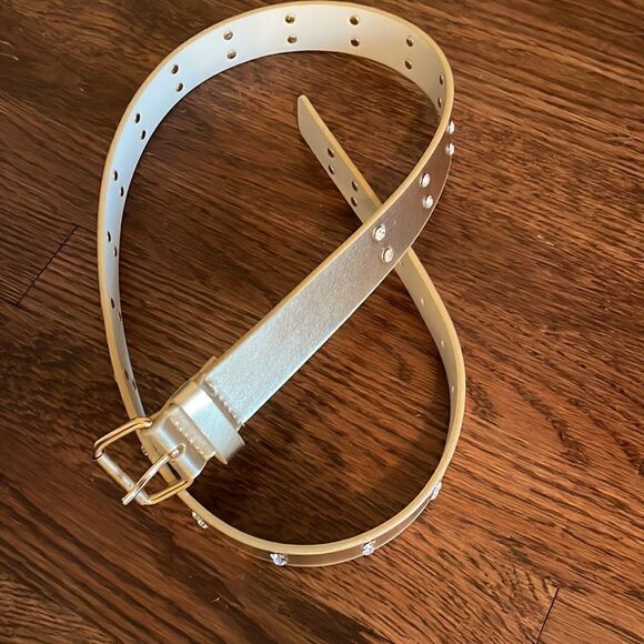 Nwot Sandcastle wide‎ gold belt encrusted with rhinestones main image 6